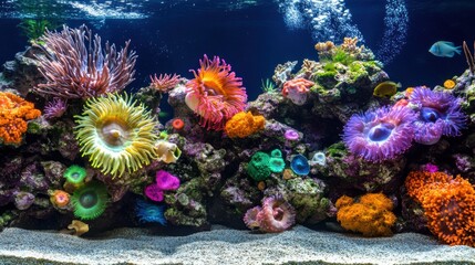 Fototapeta premium Vibrant Underwater Scene with Colorful Anemones