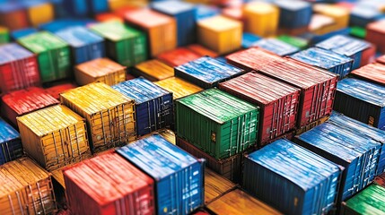 Obraz premium Colorful Cargo Containers: A Global Trade Perspective