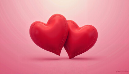 Two red heart-shaped plush objects, romantic theme