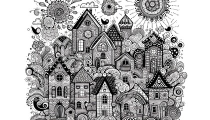 Intricate Doodle Town: A Journey Through Patterns