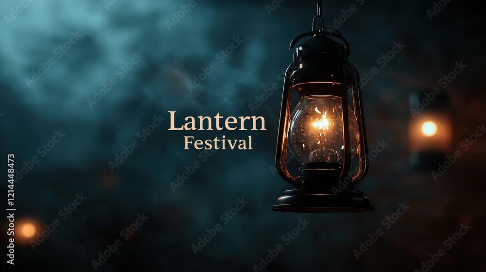 Aufkleber minimalist lantern festival design with unique lantern glow effect and text display for creative pro