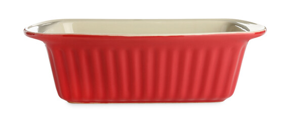 One ceramic casserole isolated on white. Cooking utensil