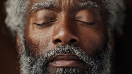 Calm Reflection of a Thoughtful Elder Man