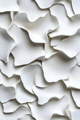 A textured surface of undulating, white forms creating a soft, organic pattern, evoking a sense of calm and sophistication.