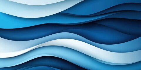 Fototapeta premium Abstract Blue Wave Layers: Paper Cut Style Background