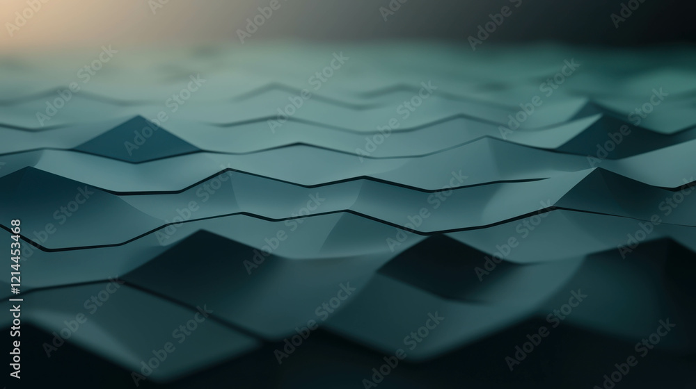 Aufkleber smooth rolling hills in 3d digital landscape render with soft light and textured surface