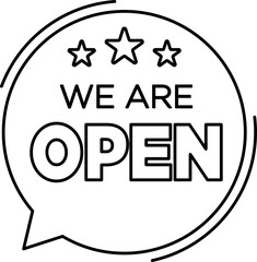 We Are Open Banner Line Style Lettering