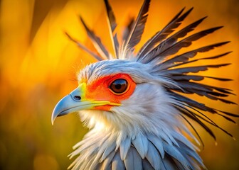Fototapeta premium Majestic Secretary Bird Display: Close-Up of a Powerful African Raptor