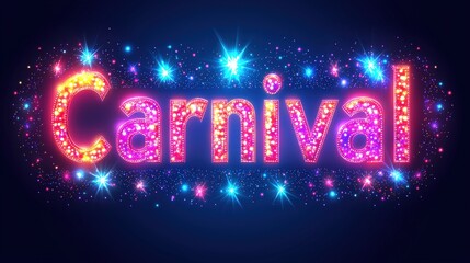 Glowing Carnival Night Poster with Festive Lights and Colorful Design for Celebrations and Events