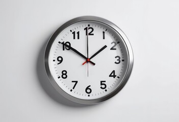 A timeless wall clock featuring a silver frame and clear markings, perfect for home, office, or educational settings. A classic design for timekeeping