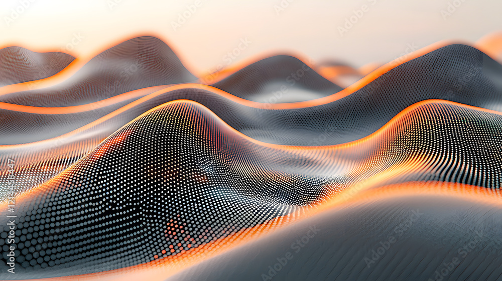 Poster Computer generated image of a colorful wave pattern with smooth curves and gradients on a dark background