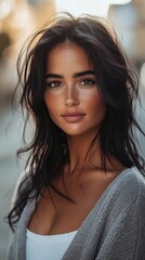 Fototapeta premium Radiant Portrait of a Young Woman Outdoors