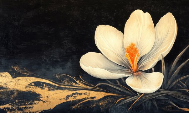 Crocus flower in sonw