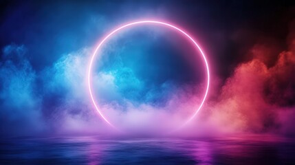 Neon Circle in a Dreamy, Smoggy Landscape.
