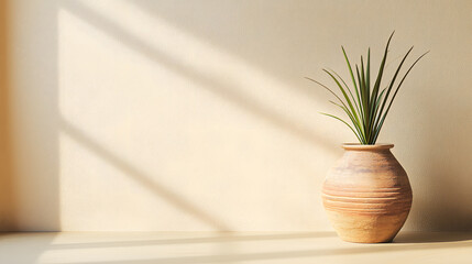 Fototapeta premium Decorative plant arrangement minimalist interior photography soft lighting close-up home decor