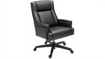 Obraz premium Furniture. Stylish black executive chair with armrests and decorative stitching.