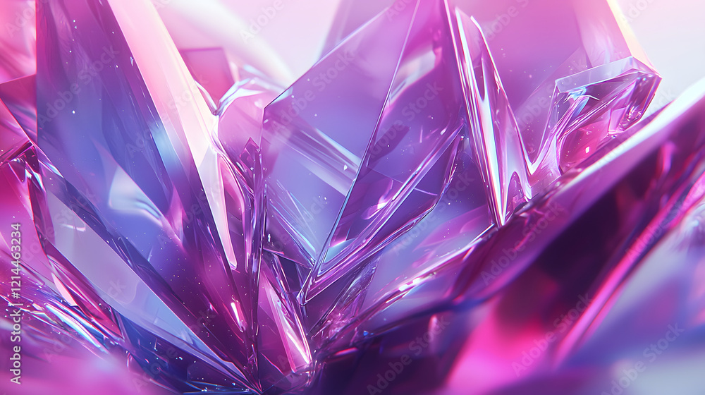 Poster pink crystal stone placed on a soft pink background creating a serene and elegant visual composition