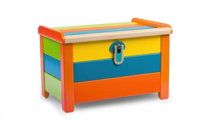 Furniture. Colorful toy chest with a striped design, ideal for children's playrooms or storage solutions.