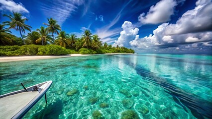 Obraz premium Maldives Island Paradise: Crystal Clear Waters & Palm-Fringed Beaches - Vertical Video