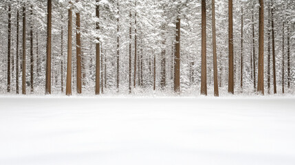 Fototapeta premium serene Sequoia forest blanketed in fresh snow, creating tranquil winter scene