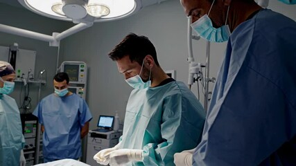 Medical team prepares for a surgical procedure in a modern hospital setting during a routine operation