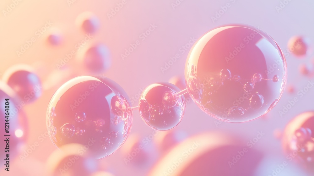 Aufkleber surreal translucent bubbles floating in a soft pastel background