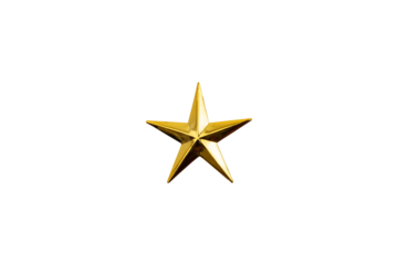 Christmas Ornaments star gold five-pointed star Christmas decoration for hanging on tree isolated on white background with clipping path.