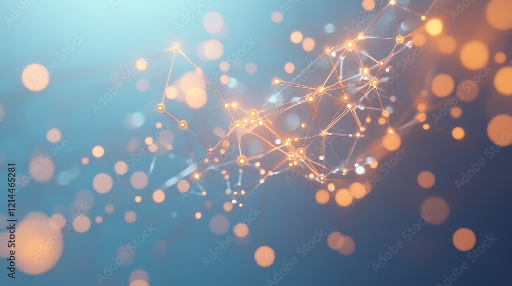 Poster abstract connection concept with light particles and waves