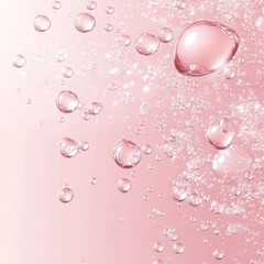 Delicate Pink Bubbles on Soft Background with Gentle Light Reflections