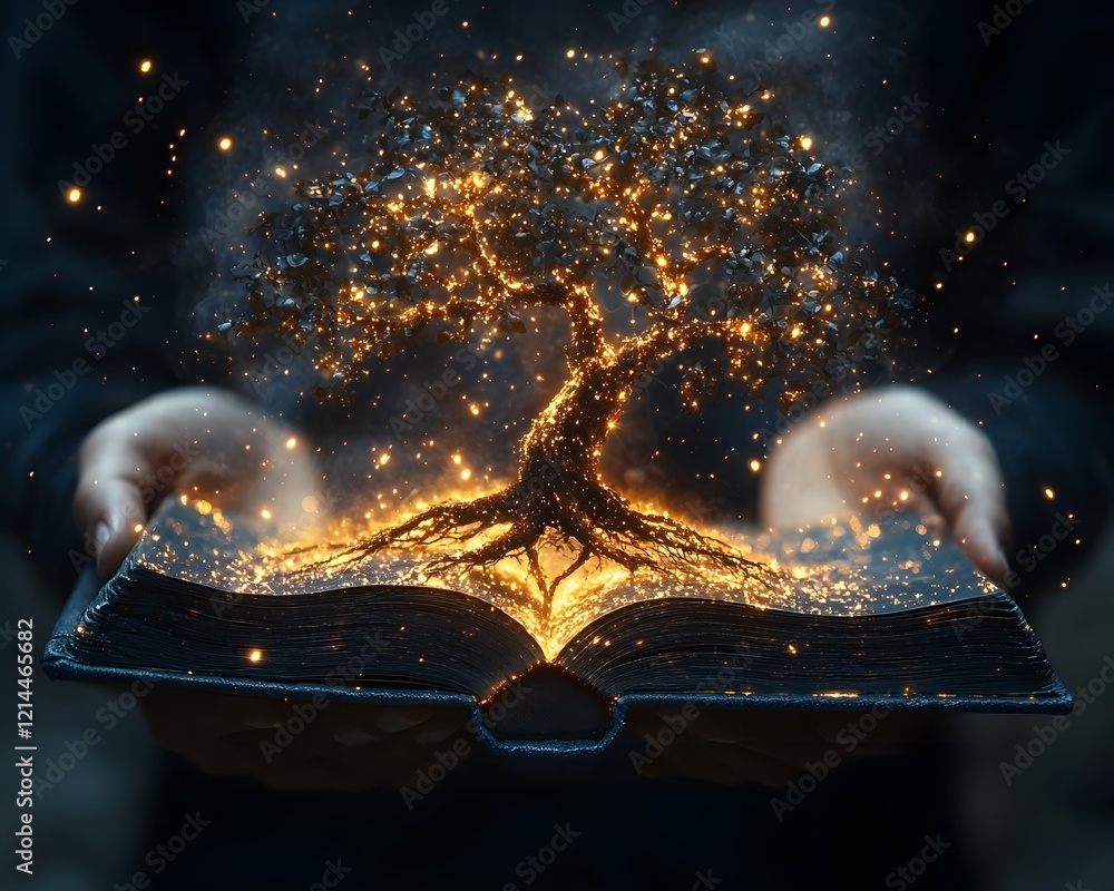 Aufkleber glowing sapling emerging from an open book symbolizing the growth of knowledge and potential