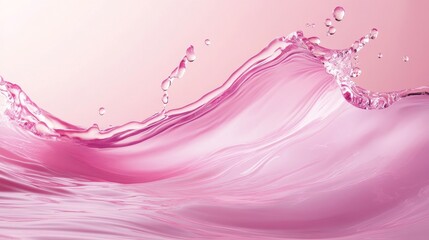 Elegant Pink Water Splash with Bubbles Against Soft Background