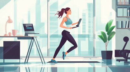 A businesswoman enjoying a morning workout before heading to her office