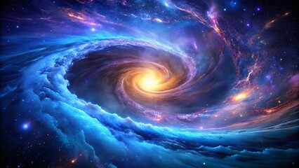 Obraz premium Mesmerizing Cosmic Whirlpool: Galactic Energy and Light in the Dark Universe