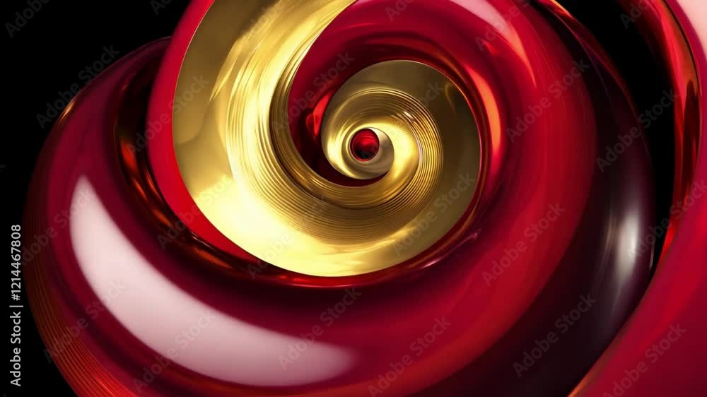Poster A vibrant swirl of glossy red and gold creates an eye-catching display of fluid motion and depth. This mesmerizing abstraction captivates with its rich colors and elegant curves.