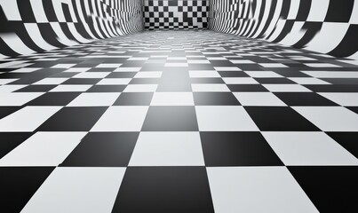 Naklejka premium Forced perspective black and grey seamless pattern wallpaper