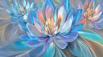 Fototapeta premium Iridescent Blue Flower Abstract Floral Art Nature Design