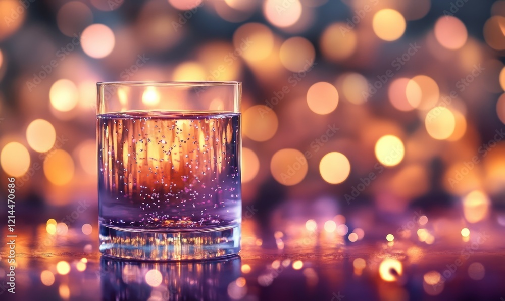 Poster forced perspective gentle mauve optical bokeh lights with sparkle glitter on soft abstract backgroun