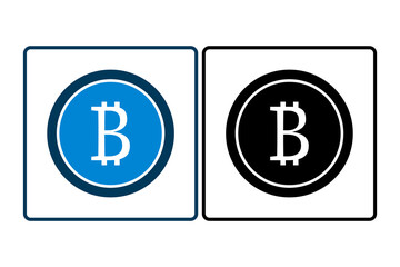 Bitcoin icon. icon related to Payment. suitable for web site, app, user interfaces, printable etc. solid icon style. simple vector design editable