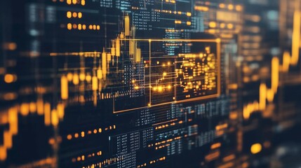 Obraz premium motherboard with gold detailing glass elements and small defined led light is connected to the stock market