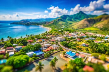 Miniature East Timor Map: Tilt-Shift Aerial View of Island Nation