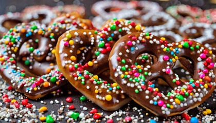 Heart-shaped Pretzels - Warmth of a festive occasion with drizzled in dark chocolate