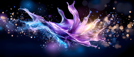 Dynamic splash of colorful liquid art abstract space digital artwork vivid background artistic concept