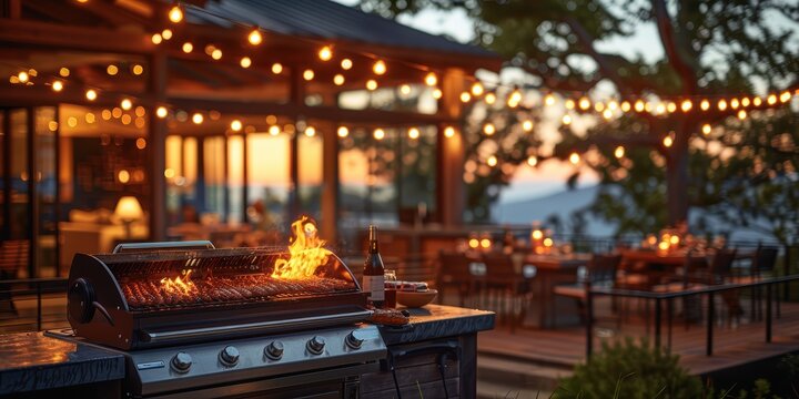 Outdoor Grilling at Sunset