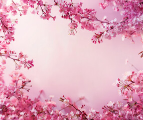 Obraz premium Pastel pink backdrop pristine white minimalist frame center, adorned soft pink peonies, flat lay