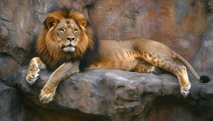 Naklejka premium Majestic Lion on Rock