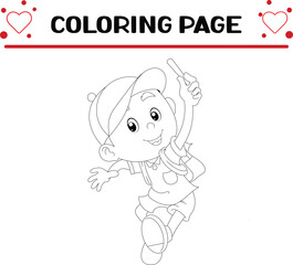 Obraz premium little boy is running holding white chalk coloring page for kids