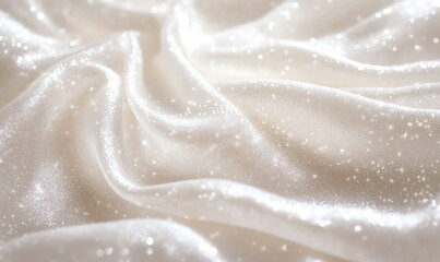 White Fabric with Sparkling Glitter and Soft Blurred Background