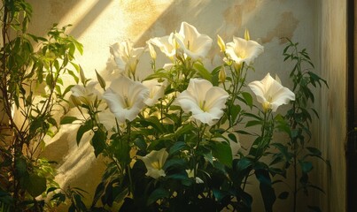 White Flowers Blooming in Sunlight