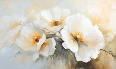 Obraz premium White Flowers in Sunlight