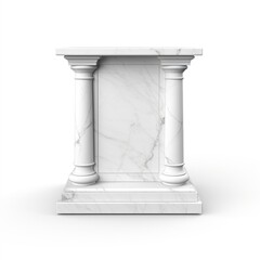 Obraz premium White marble podium isolated on white background, perfect for product showcase